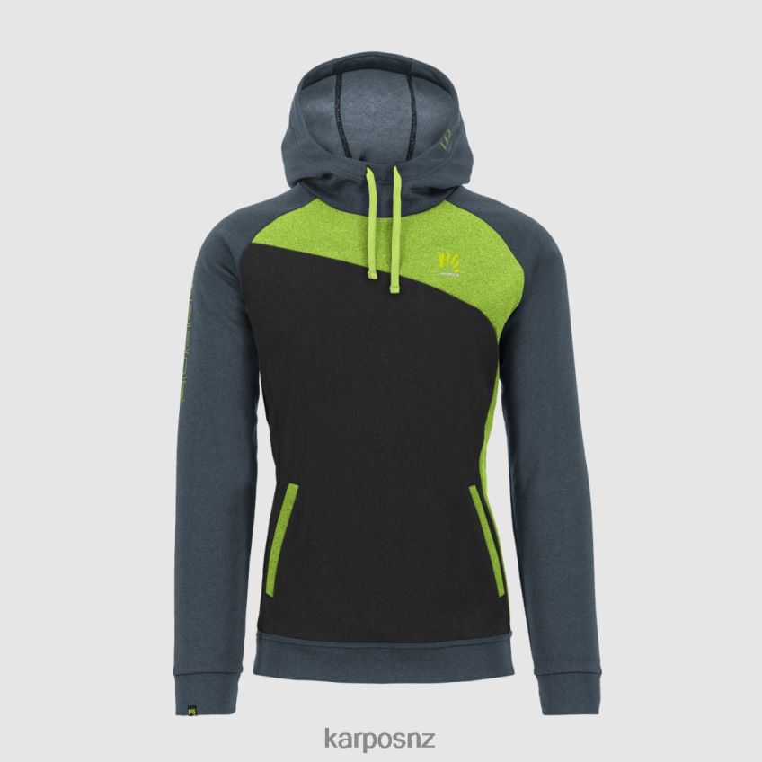 Fleece| BLACK/DARK SLATE/LIME GREEN 0848P8296 Karpos PRAMPER HOODIE FLEECE Men