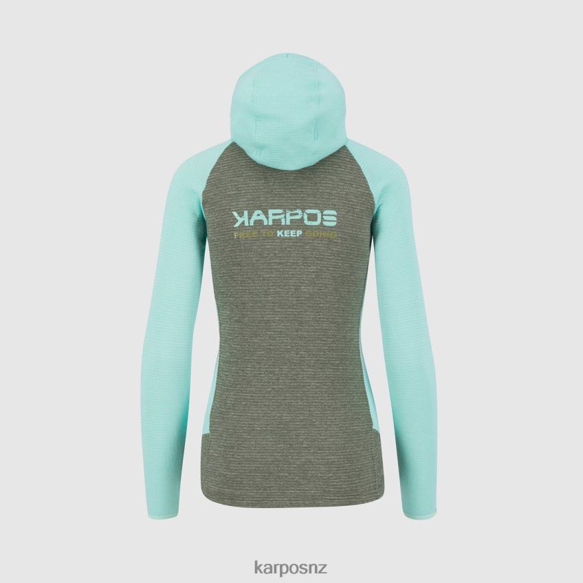 Fleece| THYME/AQUA SKY 0848P81120 Karpos CAMOSCIO W FULL ZIP HOOD Women