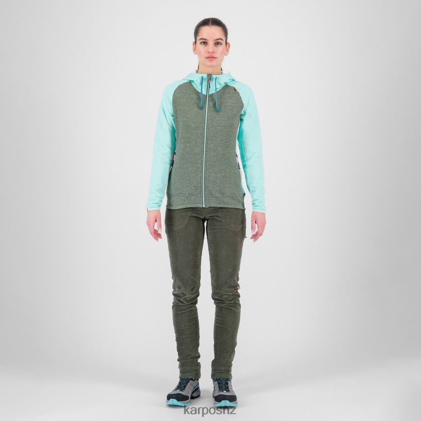 Fleece| THYME/AQUA SKY 0848P81120 Karpos CAMOSCIO W FULL ZIP HOOD Women