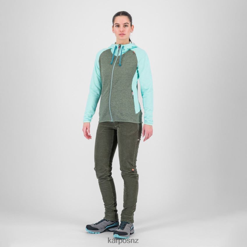 Fleece| THYME/AQUA SKY 0848P81120 Karpos CAMOSCIO W FULL ZIP HOOD Women