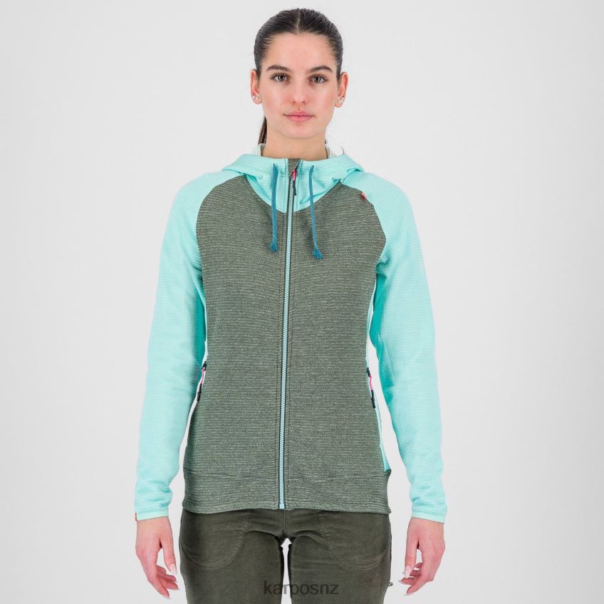 Fleece| THYME/AQUA SKY 0848P81120 Karpos CAMOSCIO W FULL ZIP HOOD Women
