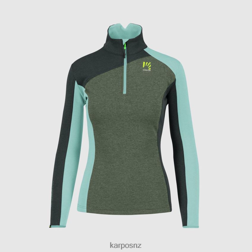 Fleece| THYME/BLACK SAND/AQUA SKY 0848P81204 Karpos FEDERA HALF-ZIP W FLEECE Women