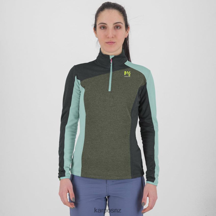 Fleece| THYME/BLACK SAND/AQUA SKY 0848P81204 Karpos FEDERA HALF-ZIP W FLEECE Women
